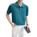 Summer New Men's Short Sleeve Polo Shirt Hollow Rhombus Elastic Cotton Fashion Lapel Men's Short Sleeve POLO Shirt_viptrois.com