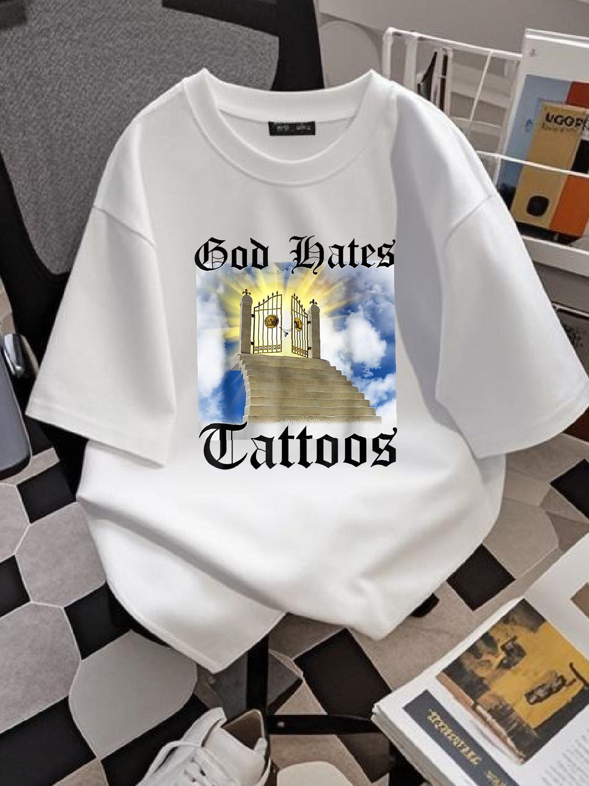 NEW! God Hates Tattoos T-Shirt Designer Clothes Streetwear Top For Everyday Wear Soft Versatile Graphic Stylish Slightly Fashion Breathable Unisex_viptrois.com