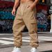 Men's Heavyweight Fleece-Lined Cargo Pants - Winter Warm Workout Joggers With Drawstring & Multi-Pockets_viptrois.com