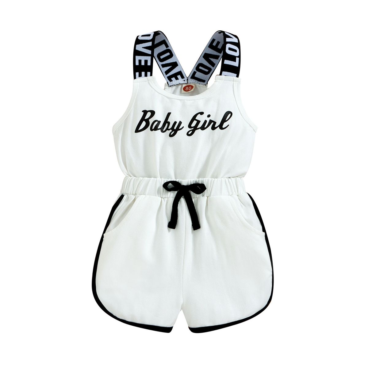 Children's Clothing Ins Girls Letter Print Pull Up Jumpsuit Suspenders Bow Jumpsuit Spot_viptrois.com