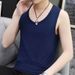 Men's Clothing Vest Men's Summer New Simple Short Sleeved Solid Color Slim Sleeveless Thin Casual T Tops_viptrois.com