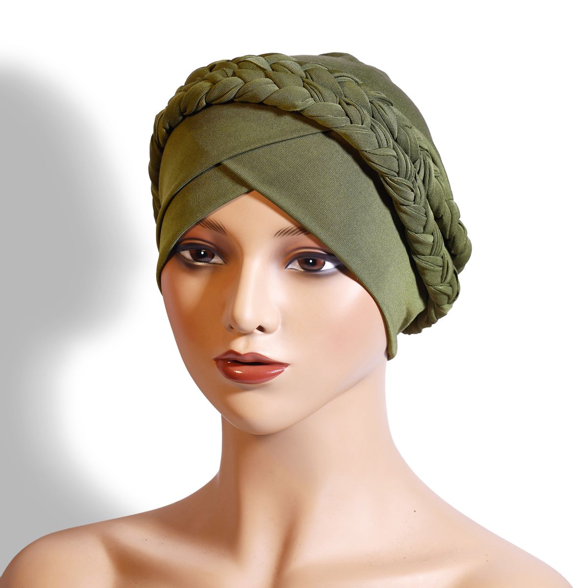 Premium Milk Silk Turban Hijab – Solid Color Monochrome Headwrap (Breathable Braided Headscarf Hat For Women, Soft & Stretchable)_viptrois.com