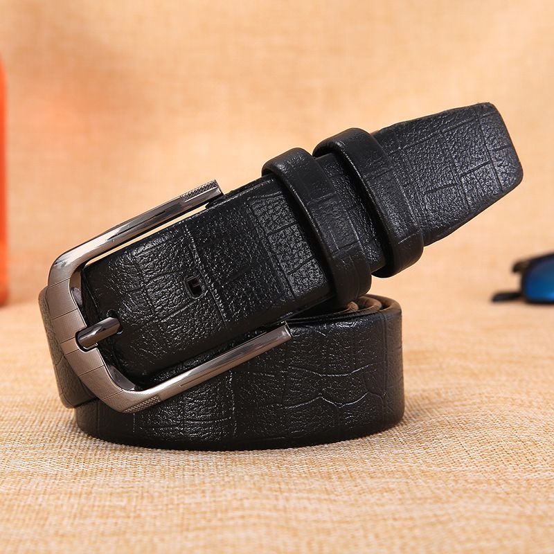 Men's Belts, Embossed PVC Edge Pin Buckle Belts, Men's Belts Leather, Casual And Versatile Belts_viptrois.com