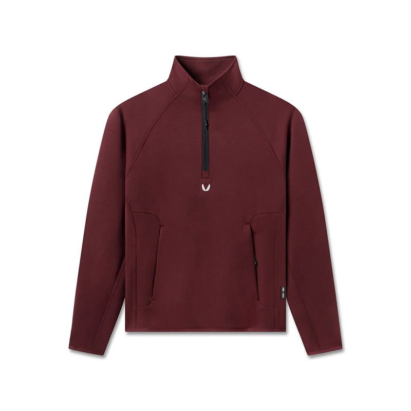 Men's Winter Half-Zip Stand Collar Sweatshirt - 400g Heavyweight Fleece Pullover, Warm Thickened Casual Jacket For Cold Weather_viptrois.com