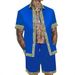 Men's Clothing Men's Casual Loose Short Sleeved Shirt Shorts Hawaiian Suit Trend 3D Digital Printing_viptrois.com