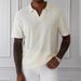 Men's Clothing Knitted Water Soluble Jacquard Hollow Fabric T Shirt Cardigan Short Sleeved Summer Shirt_viptrois.com