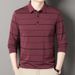 Nordmann Dad's Striped Polo Long Sleeve T-Shirt For Middle-aged Men Spring And Autumn Turn-down Collar Loose Business Casual Base_viptrois.com
