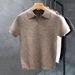 Men's Short Sleeved Polo Shirt Summer Thin Knitted Collared T-Shirt High End Casual Textured Breathable Polo Top_viptrois.com