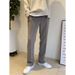 Men's Casual Trousers Korean Style Trendy Loose Fit Straight Leg Pants With Unique Split Slits Design For Young People_viptrois.com