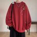 Printed Crew Neck Sweater Men's Spring New Loose Pullover Long-sleeved T-shirt Spring And Autumn No Hat Top_viptrois.com