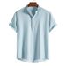 Men's Clothing Summer Shirt Large Size Cotton And Linen Stand Collar Short Sleeve Shirt_viptrois.com