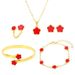 Children's Accessories Five Leaf Clover Jewelry Set For Women Simple Oil Drop Lucky Flower Necklace Versatile Hand Jewelry Earrings_viptrois.com