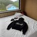 American Casual Loose Art Letter Pattern Signature Autumn And Winter Street Versatile Hooded Sweater_viptrois.com