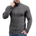 Men's Slim Fit High Neck Sweater, Casual Knit Pullover, Solid Color Base Layer, Machine Washable Cotton Blend, Wrinkle-Resistant_viptrois.com