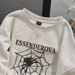American Early Autumn New Loose Cotton Jumper Spider Print Crew Neck Sweater High Street Hip Hop Ins On Clothes_viptrois.com