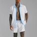 Men's Clothing Off Shelf Men's Casual Color Matching Short Sleeved Shirt Comfortable Shorts Two Piece Set_viptrois.com