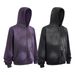Men's Clothing Vintage Washed Cotton Zip-Up Hoodie – Distressed Two-Way Zipper, Raw Hem & Patch Pockets, Streetwear Oversized Fit (Black/Purple)_viptrois.com