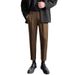 Men's Clothing New Slim Fit Temperament Winter Literary Woolen Men's Casual Youth Popular Solid Color Nine Point Pants Trousers_viptrois.com