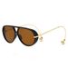 Aviator Sunglasses With Double Bridge - Oversized Metal Frame & UV400 Protection | Retro Orange Lens For Men & Women_viptrois.com