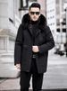 "Men's Mid-Length Parka Coat With Detachable Rex Rabbit Fur Lining & Fox Fur Collar – Premium Winter Outerwear"_viptrois.com