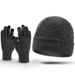 winter wool hat warm earmuffs winter hat gloves set men's knitted hat plus velvet thickened women_viptrois.com