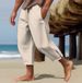 Men's Clothing Solid Color Drawstring Cotton And Linen Loose Casual Beach Casual Pants_viptrois.com