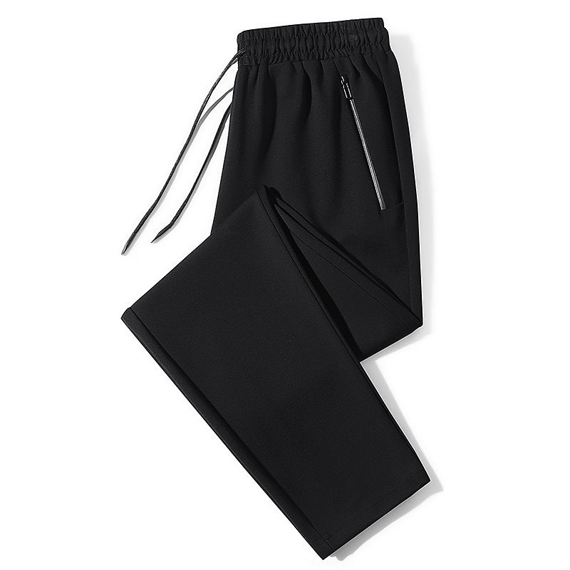Men's Korean-Style Casual Jogger Pants - Elastic Waistband, Solid Color, Loose Fit & Straight Leg For Streetwear & Lounge (Sizes L-6XL)_viptrois.com