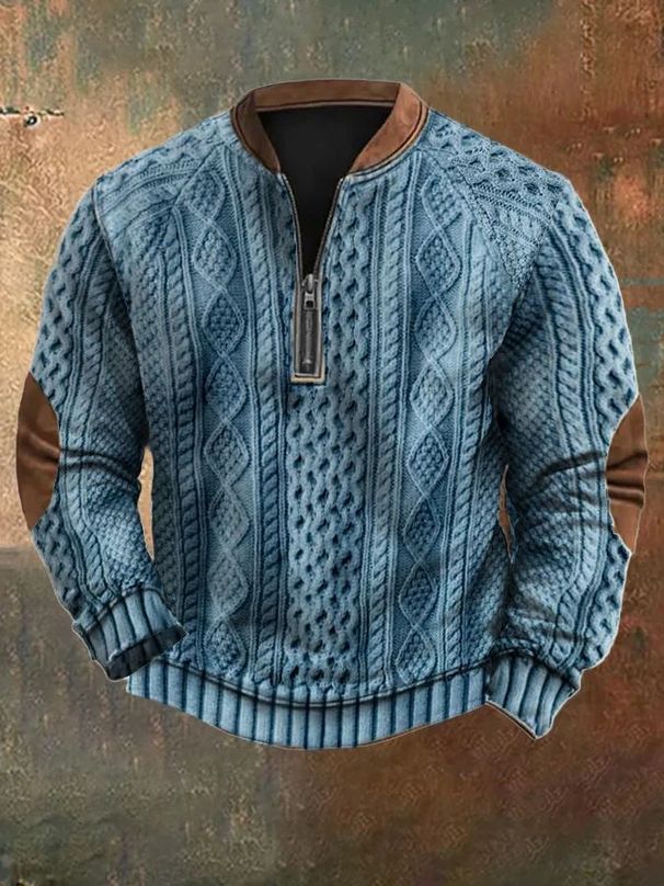 Cross-Border 3D Men's Half Zipper European American Autumn And Winter Printed Sweatshirt_viptrois.com