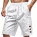 Men's Linen Summer Shorts – Relaxed Fit 5" Breathable Beach Shorts With Button Details – Lightweight & Quick-Dry For Travel, Gym & Casual Wear_viptrois.com
