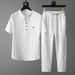 Men's Clothing New Thin Casual Sports Suit Men's Summer High End V Neck Embroidery Slim Short Sleeved Two Piece Suit_viptrois.com