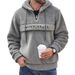 Men's Fleece Letter Print Half-Zip Hooded Sweatshirt With Drawstring - Long Sleeve Casual Pullover For Streetwear & Outdoor_viptrois.com