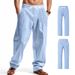 Men's Clothing American New Linen Men's Casual Pants Summer Thin Style Simple High Street Wide Leg Overalls Men's Style_viptrois.com