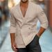 Men's Clothing Solid Color Shirt Youth Home Leisure Fashion Shirt Top Jacket_viptrois.com
