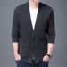 Men's Knit Cardigan Sweater - Slim Fit V-Neck Long Sleeve Pullover For Casual Wear (Gray, Black, Burgundy, Camel)_viptrois.com