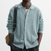 Men's Casual Knit Cardigan – Breathable Openwork Collar Lightweight Sweater (M-3XL, Machine Washable, Poly-Cotton Feel, Fall Layering Essential)_viptrois.com