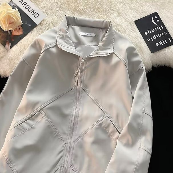 Men's Loose Standing Collar With Closed Sleeves, Large Pockets, Fashionable Casual Jacket, Trendy Outerwear, Slim Fit Zipper_viptrois.com