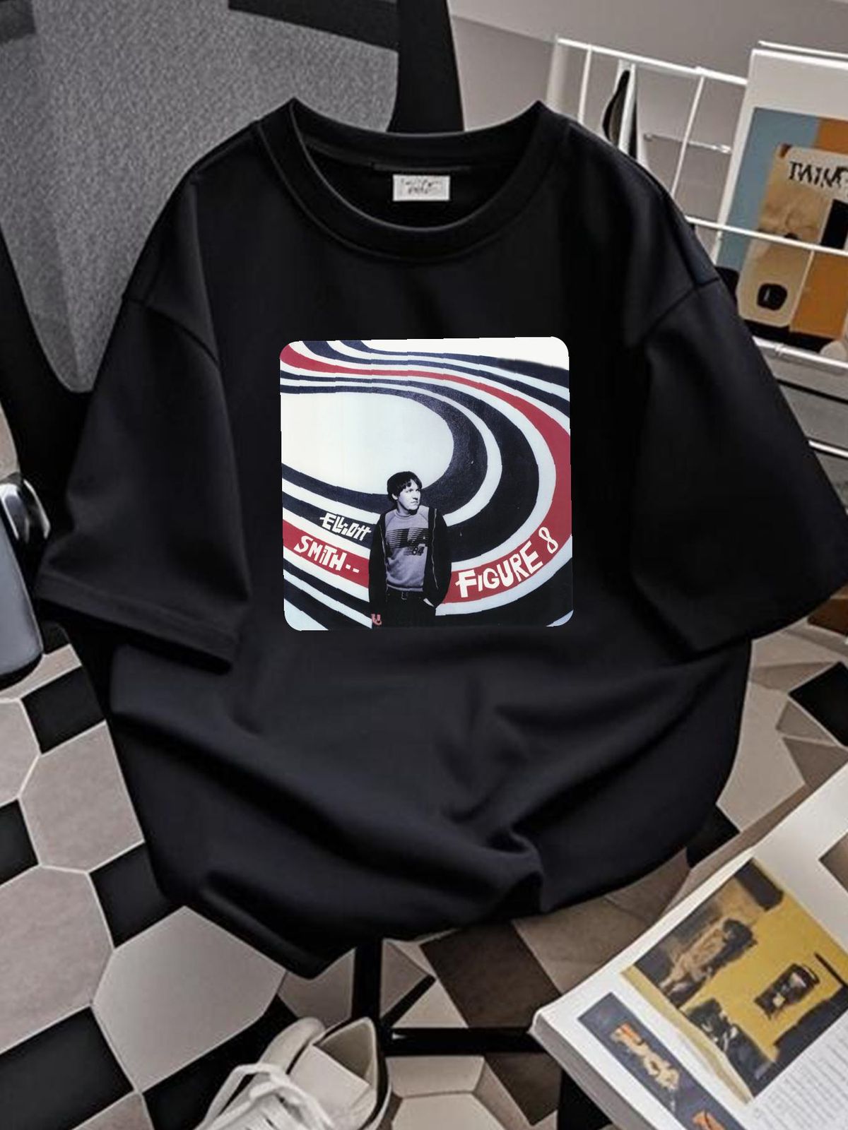 Figure 8 VTG Elliott Smith T-Shirt Short Sleeve Black Unisex S-234XL CC1441 Comfortable Stylish Breathable Fashion Graphic Stretched_viptrois.com