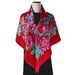 Russian Style Square Scarf - Ethnic Printed Silk Shawl (Gold Trim, Sun Protection, Travel & Head Wrap)_viptrois.com
