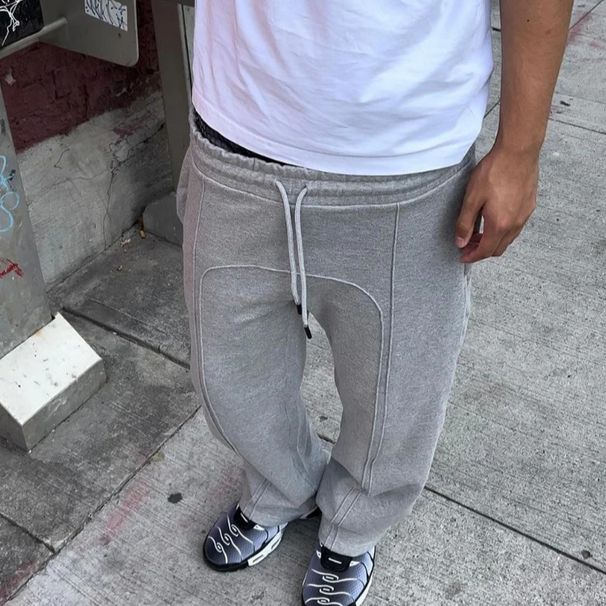 Men's Clothing Design Sweatpants Men's Street Casual Trousers Trendy Hip Hop Casual Trousers Loose Straight Trousers_viptrois.com