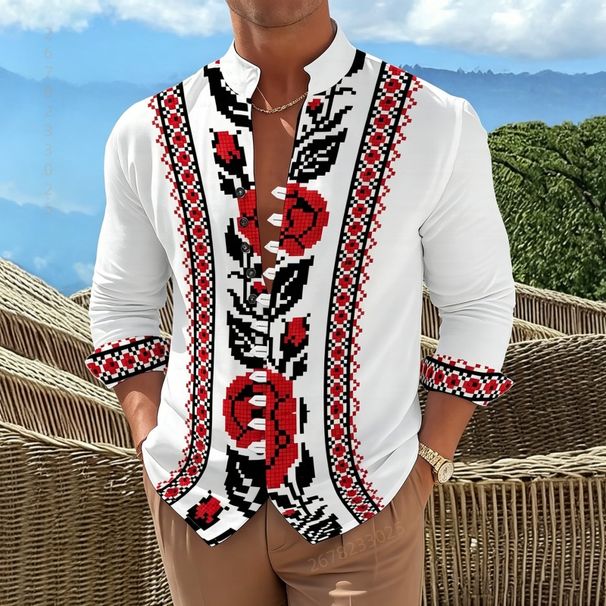 Camisa De Hombre 2026, Estilo Retro, Estampada, Casual, De Manga Larga, A La Moda, Personalizada_viptrois.com