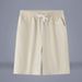 Men's Clothing Summer Loose Straight Sports Pants Chinese Style Cotton And Linen Casual Pants Thin Beach Pants 5 Point Pants_viptrois.com