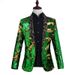 CT Men's Sequin Turn-down Green Fruit Collar Suit Stage Performance Outfit Nightclub Bar DJ Singer Host Trendy Top_viptrois.com