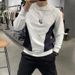 Pure American Style Men's Sweatshirt 2024 Autumn Winter New Round Neck Trendy Patchwork Pocket Long Sleeve T-Shirt Casual Top_viptrois.com