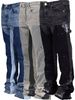 Designer Men's Jeans Men Long Stacked Flare Pants Fashion Stretch Trouser Patch Denim Pant_viptrois.com
