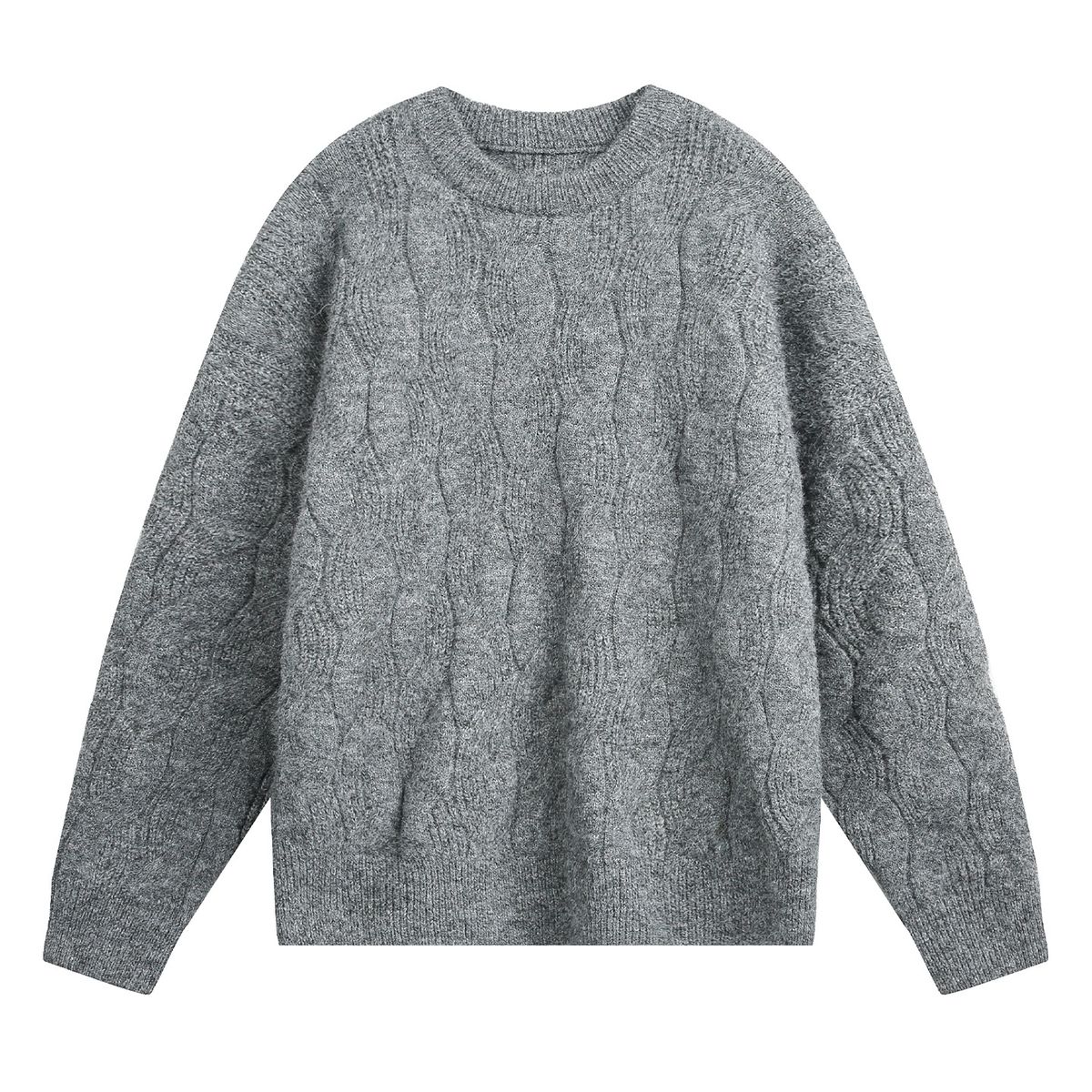 Men’s Mohair Cable Knit Sweater - Retro Crewneck Pullover In Rich Colors (M/L/XL/XXL/XXXL)_viptrois.com