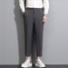 Men's Black Cropped Business Suit Trousers Casual Long Pants Straight Leg Summer Style DK_viptrois.com
