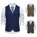 Men's Cos Herringbone Tweed Suit Vest Retro Lapel Single-breasted Vest Vest_viptrois.com