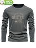 Men's Long Sleeved Round Neck Black T-shirt Top Loose 100 Cotton_viptrois.com