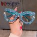 Candy Colored Large Frame Pearl Rhinestone Decoration Net Celebrity Flat Glasses Plain Makeup Personality Anti Blue Light Glasses_viptrois.com