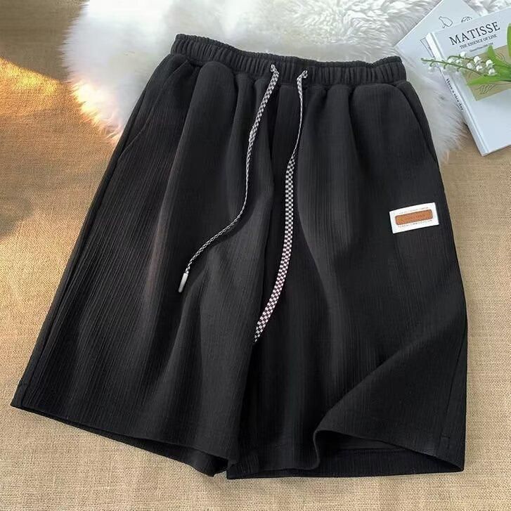 Men's Clothing 2024 Summer new style ice casual shorts for boys loose versatile drape trendy embroidered logo straight five-point pants_viptrois.com
